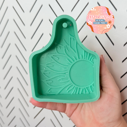 CUSTOM- Cow tag w/ sunflower