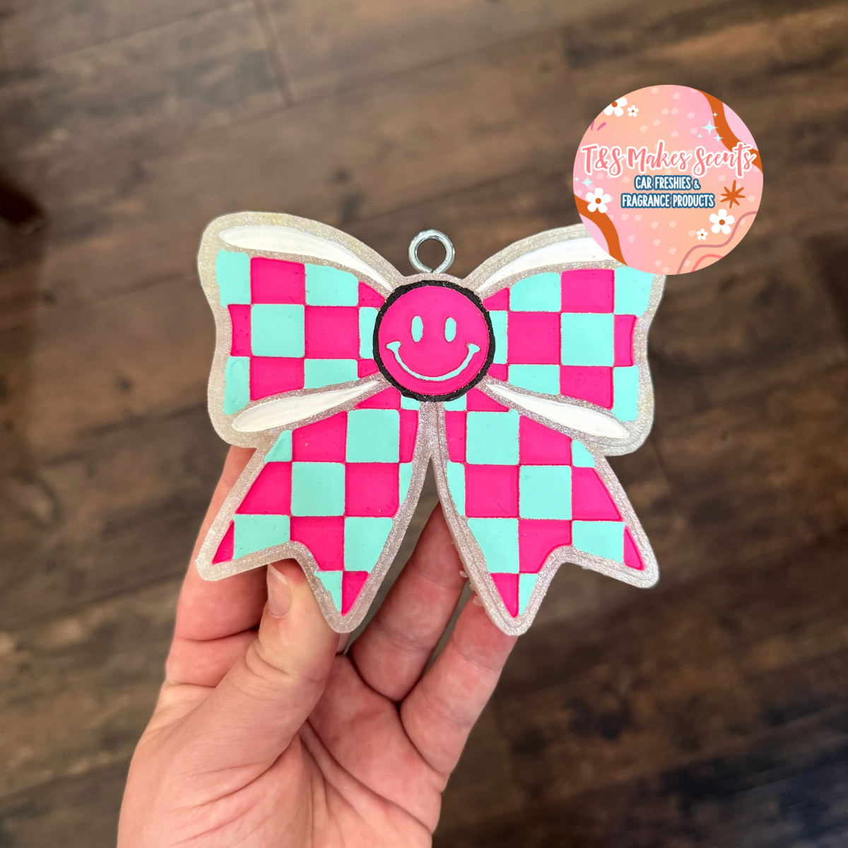 CUSTOM- Checkered Smiley Bow