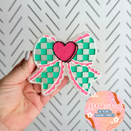 CUSTOM- Heart Checkered lace bow