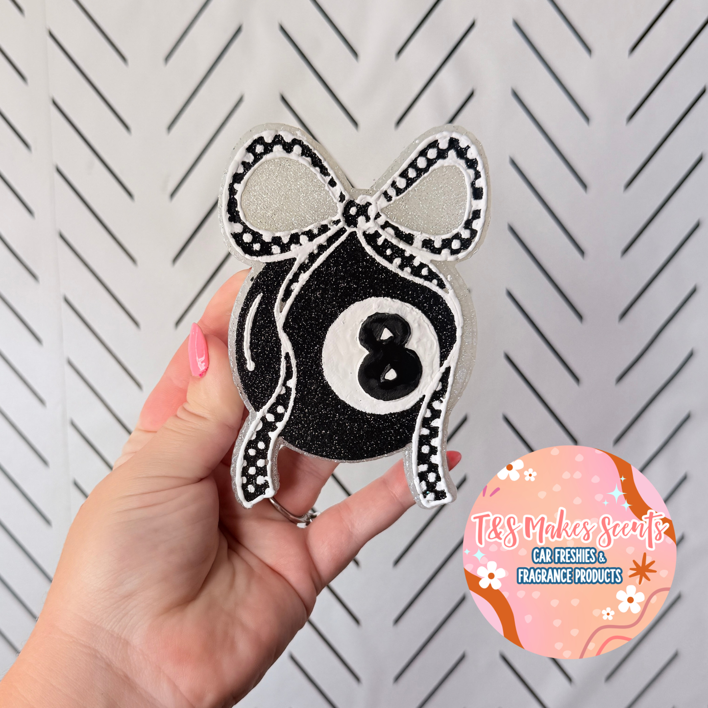 CUSTOM- Eight Ball w/ Bow