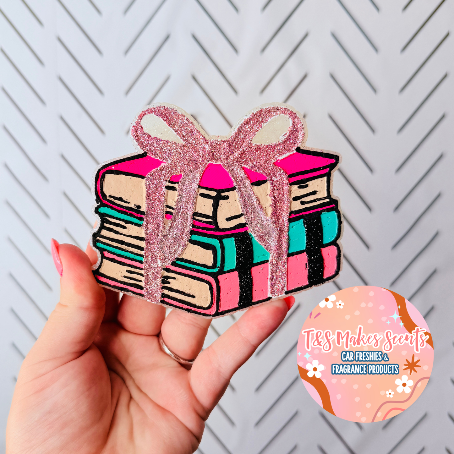 CUSTOM- Book stack w/ Bow