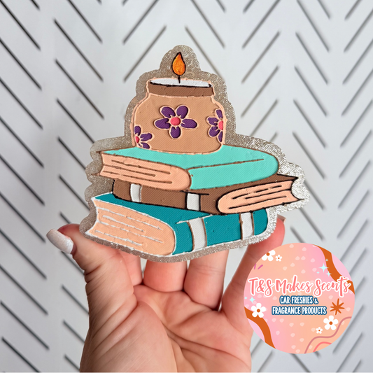 CUSTOM- Book stack w/ candle