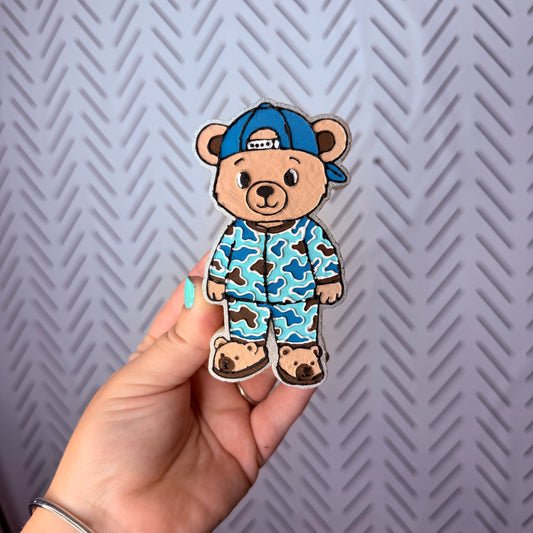 CUSTOM- Teddy in Camo Pajamas