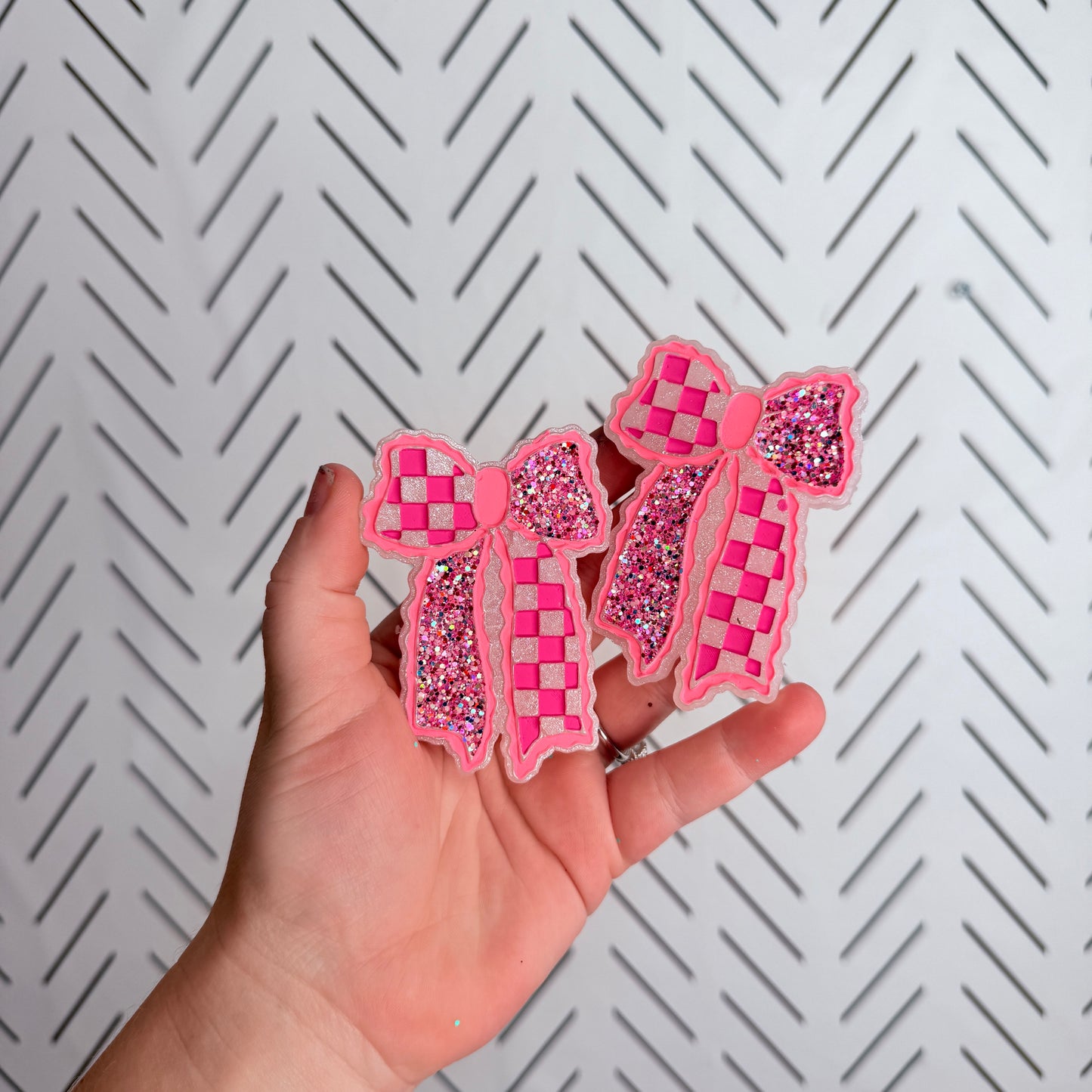CUSTOM- Checkered Bow- Vent Clip