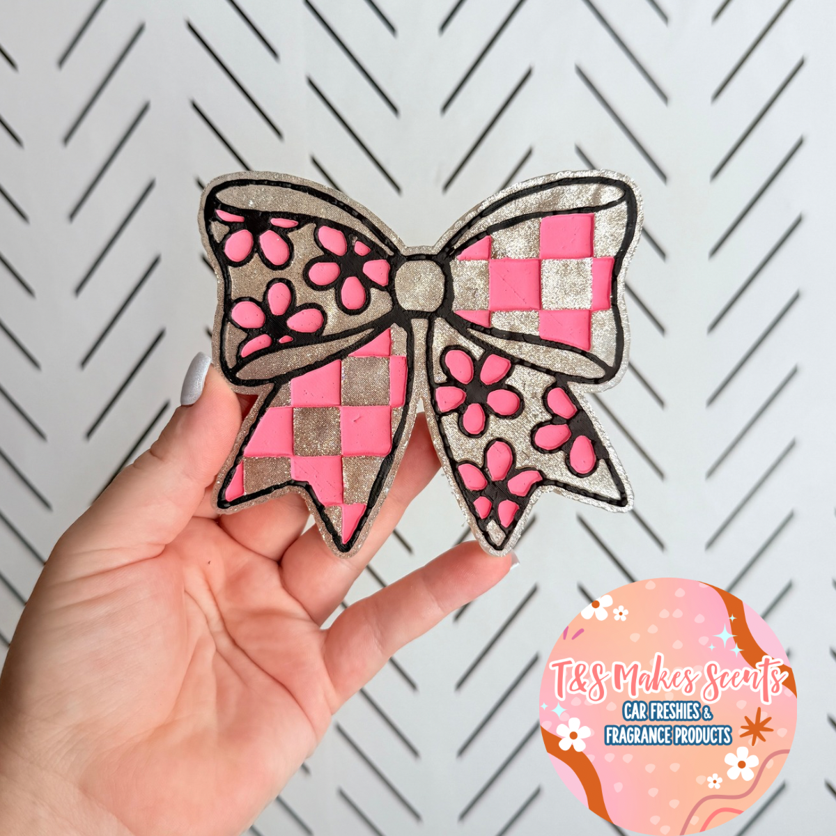 CUSTOM- Floral Checkered Bow