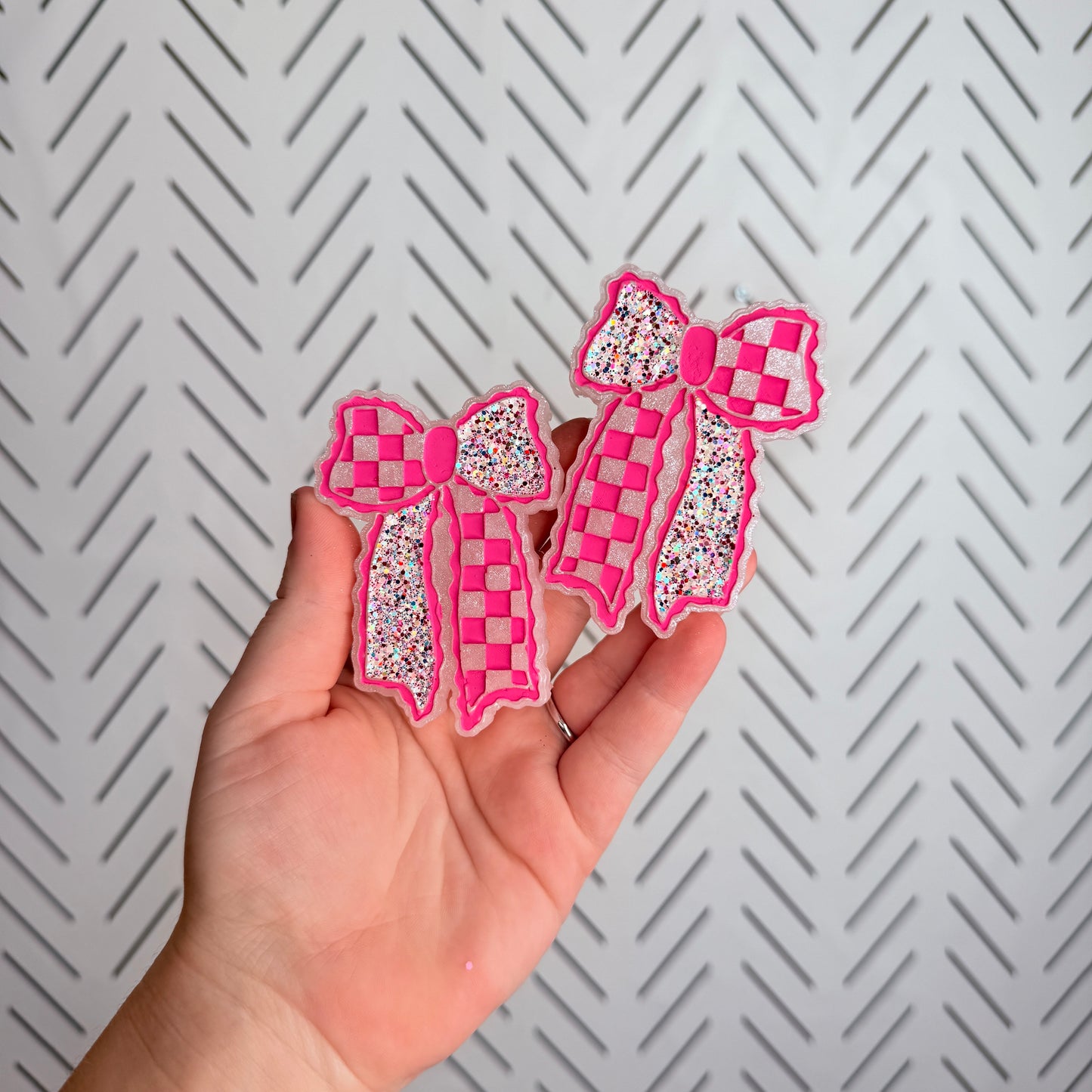 CUSTOM- Checkered Bow- Vent Clip