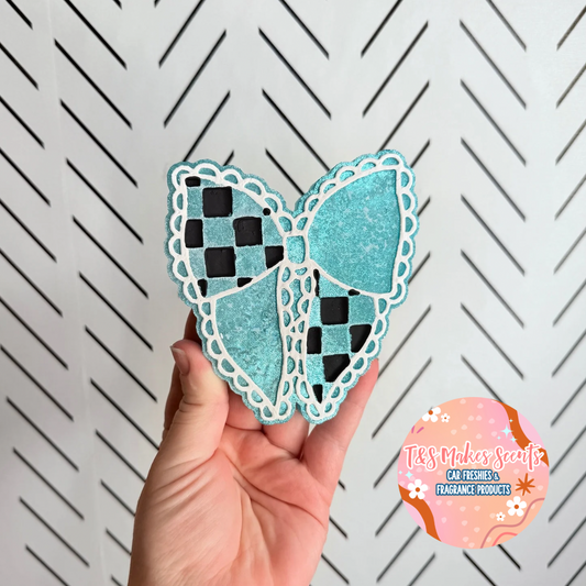 CUSTOM- Lace checkered bow