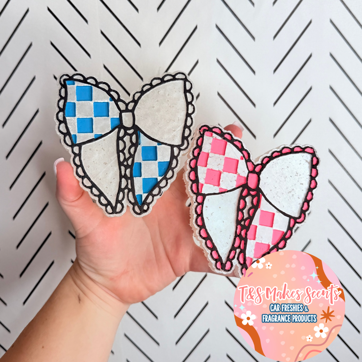 CUSTOM- Lace checkered bow