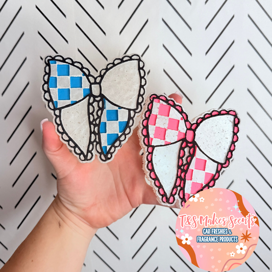 CUSTOM- Lace checkered bow