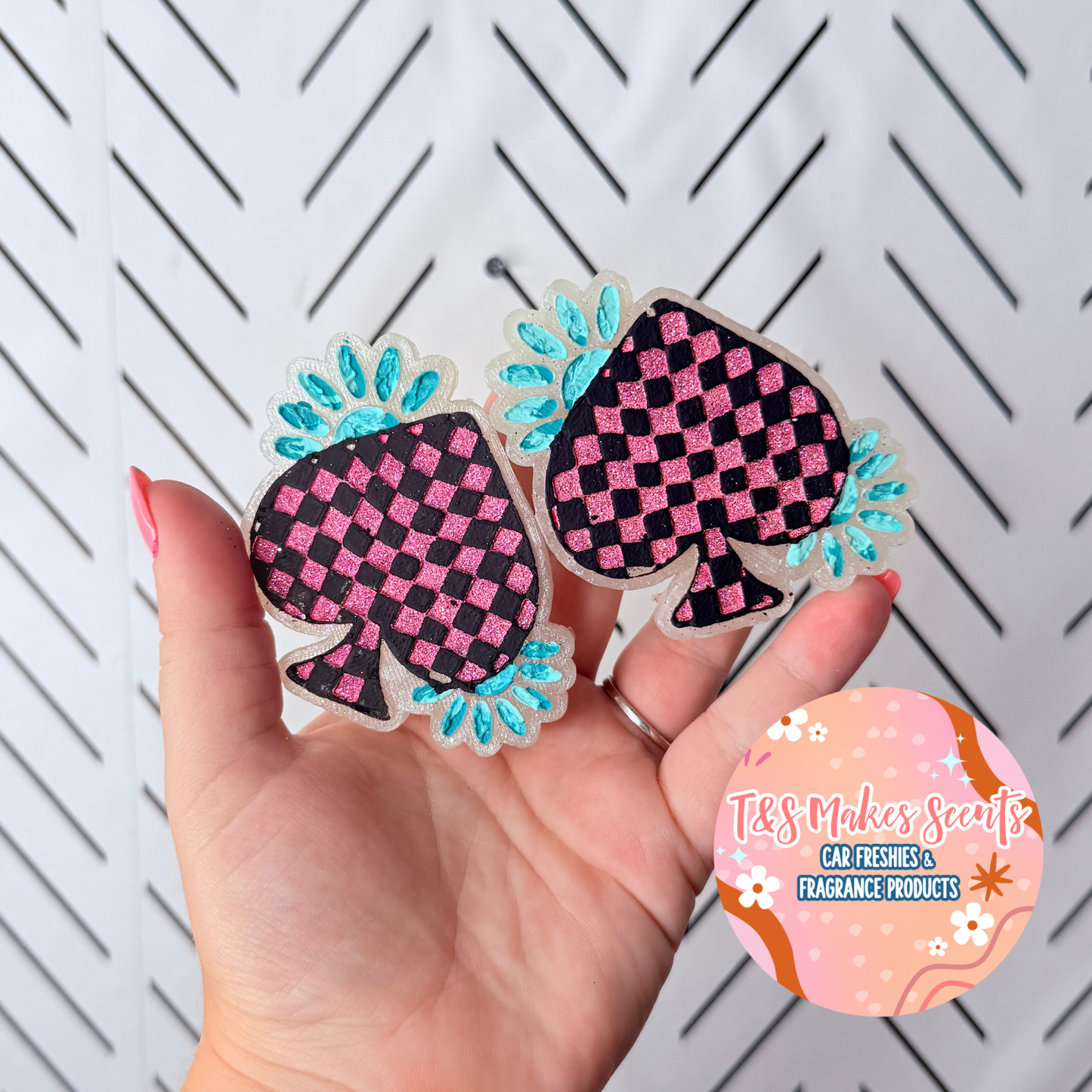 CUSTOM- Checkered Spade- Vent Clips