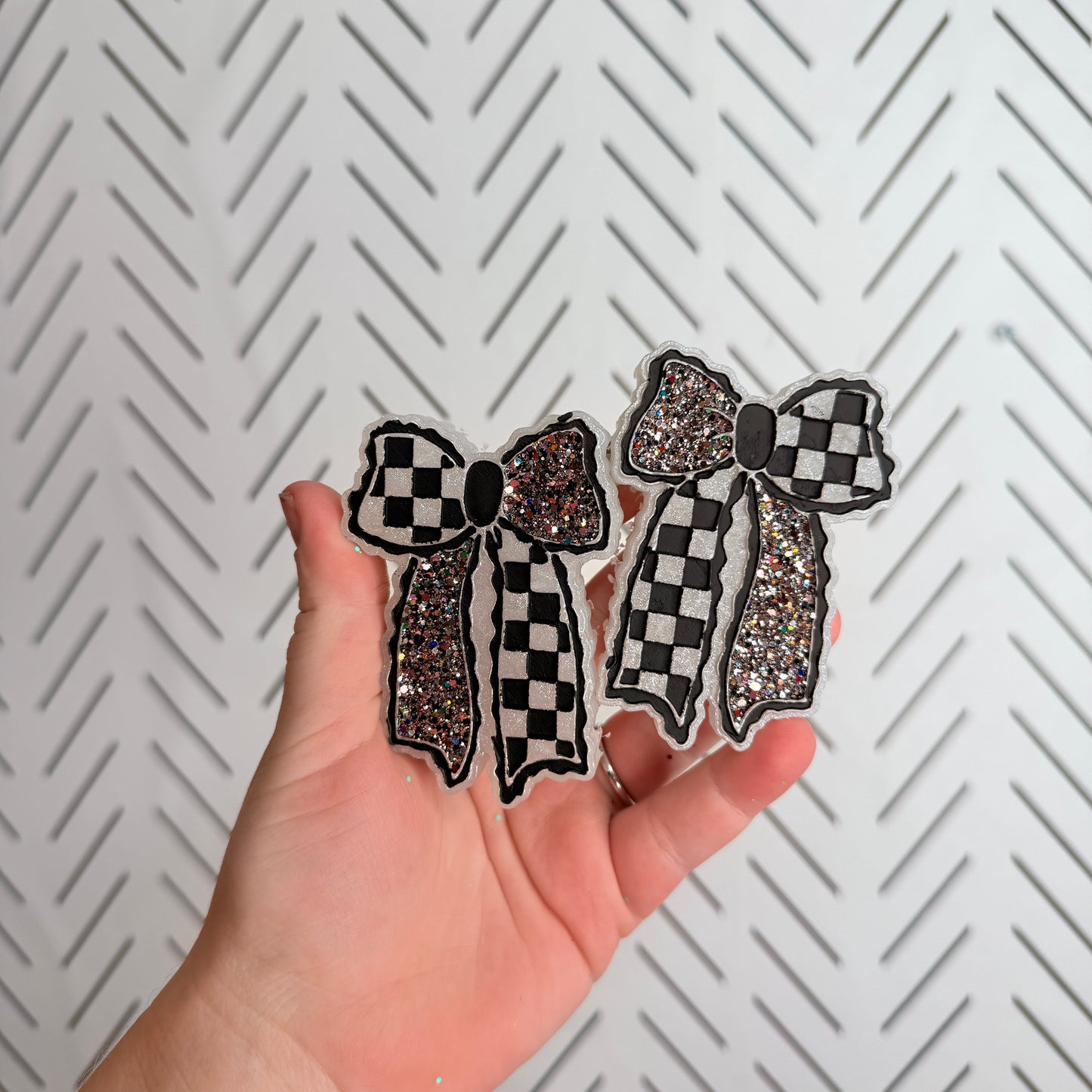 CUSTOM- Checkered Bow- Vent Clip