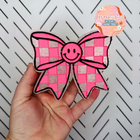 CUSTOM- Checkered Smiley Bow