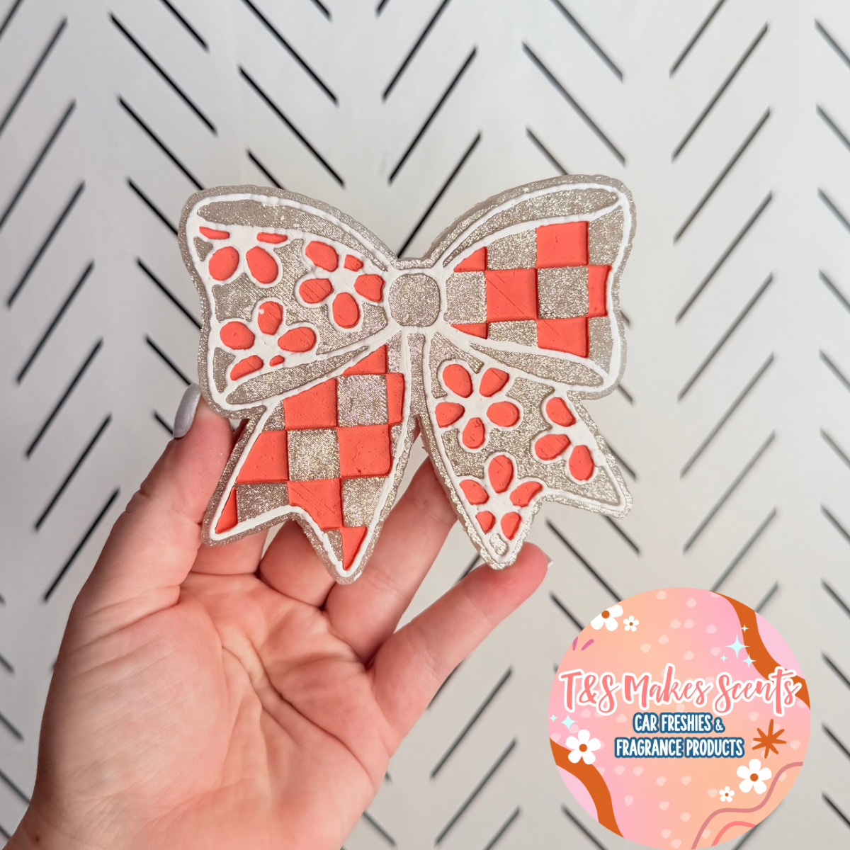 CUSTOM- Floral Checkered Bow