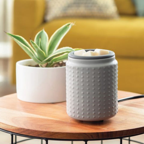 Wax Warmer with Silicone Dish Gray Hobnail